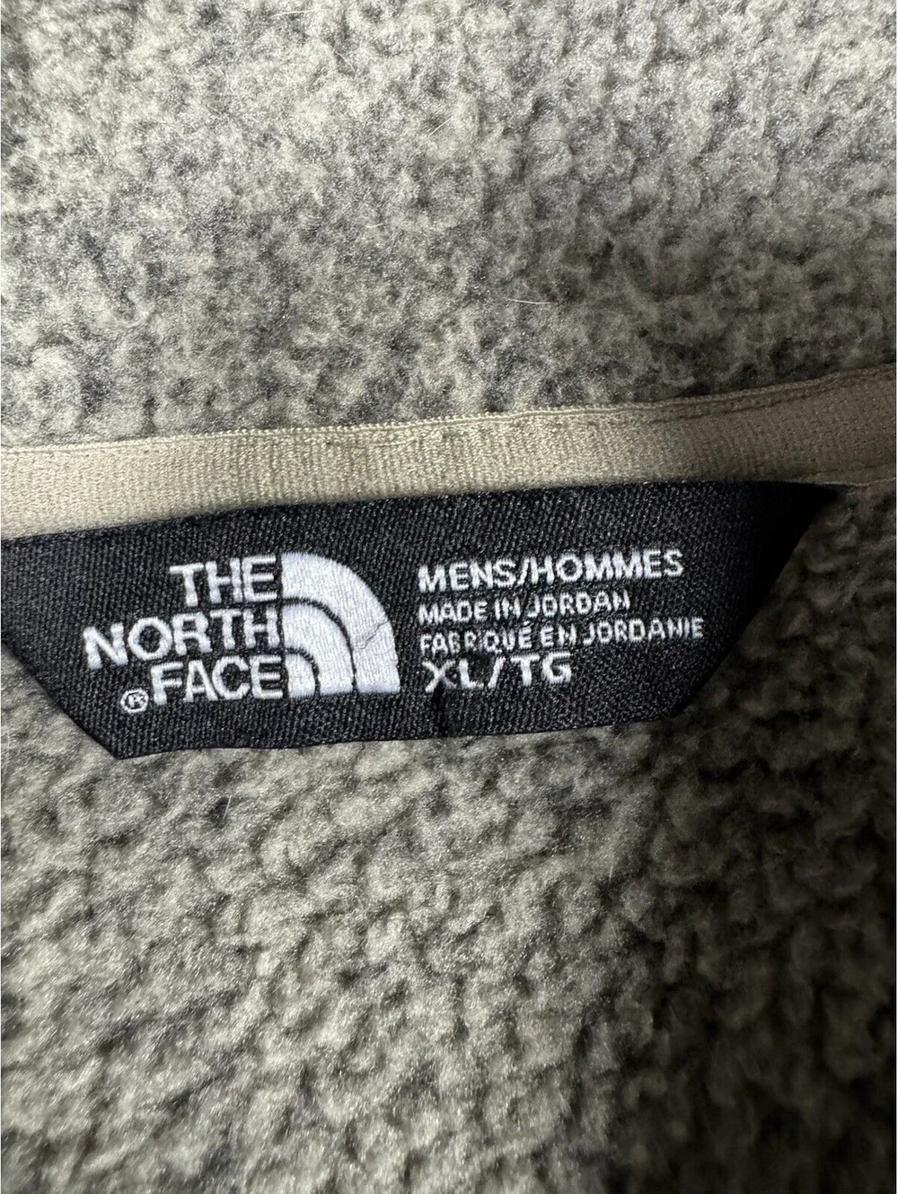 The North Face Sweater Fleece Jacket Mens XL Heather Taupe Full Zip Chest Pocket